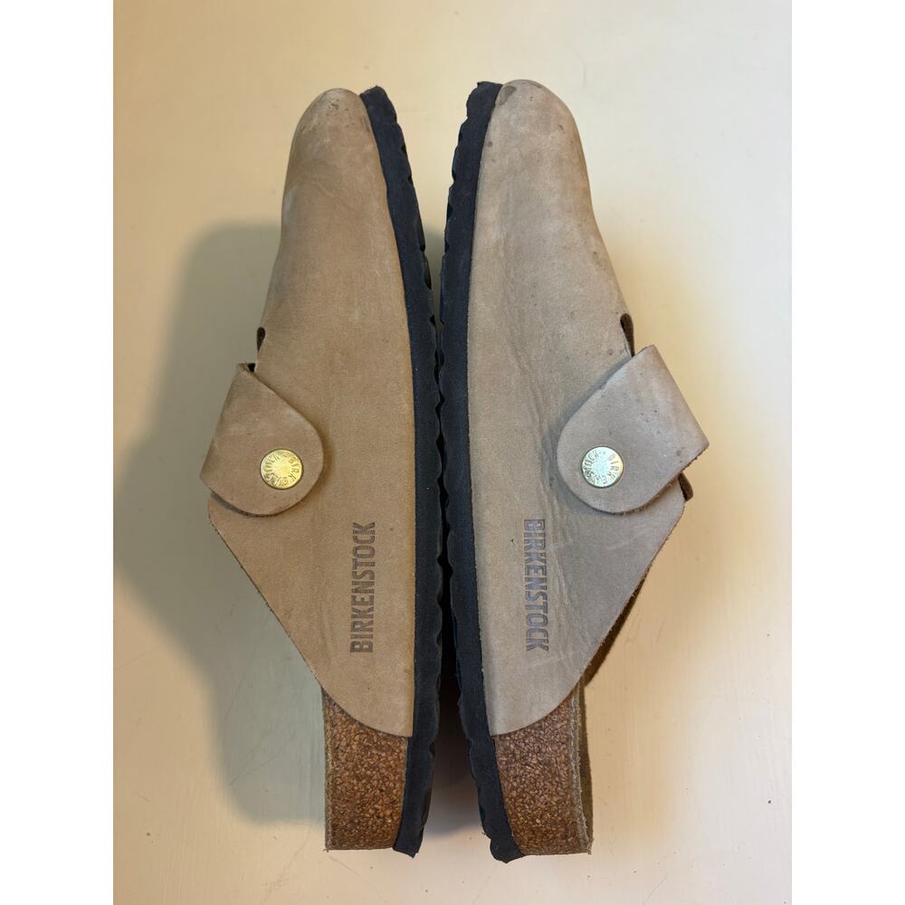 Birkenstock Boston Big Buckle Clogs Nubuck Leather Sandcastle W 10 - Picture 6 of 9